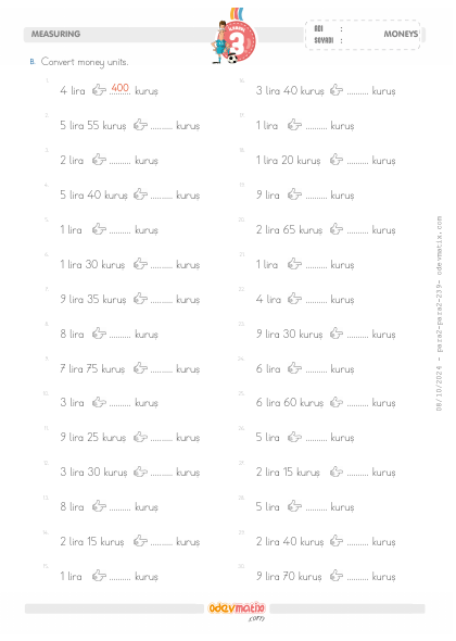 3.S�n�f Lira - Kuru� �evrimi(3) Etkinli�i