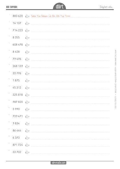 4.S�n�f Say� Okuma(2) Etkinli�i