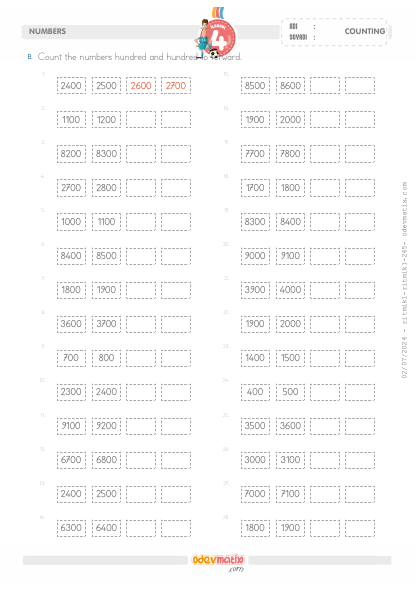 4.S�n�f Y�zer �leri Kolay Ritmik Sayma(1) Etkinli�i