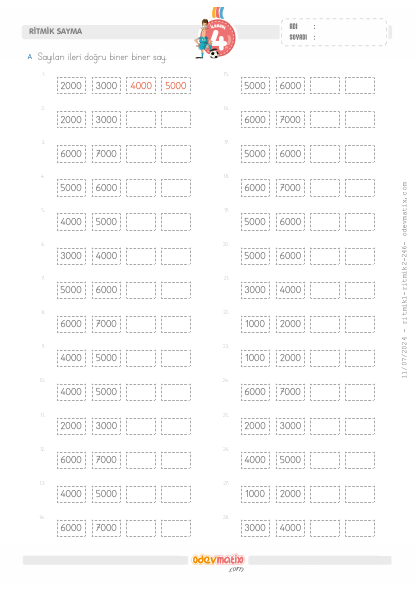 4.S�n�f Biner �leri Kolay Ritmik Sayma(3) Etkinli�i