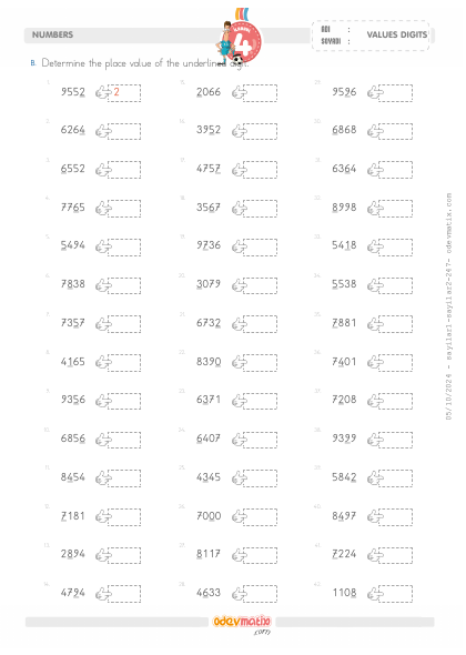 4.S�n�f 4 Basamakl� Say�lar�n Basamak De�erini Bulma(2) Etkinli�i