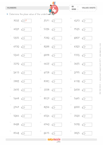 4.S�n�f 4 Basamakl� Say�lar�n Basamak De�erini Bulma(5) Etkinli�i