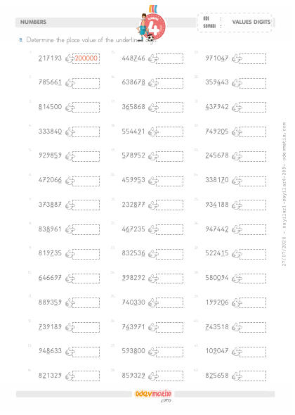 4.S�n�f 6 Basamakl� Say�lar�n Basamak De�erini Bulma(5) Etkinli�i