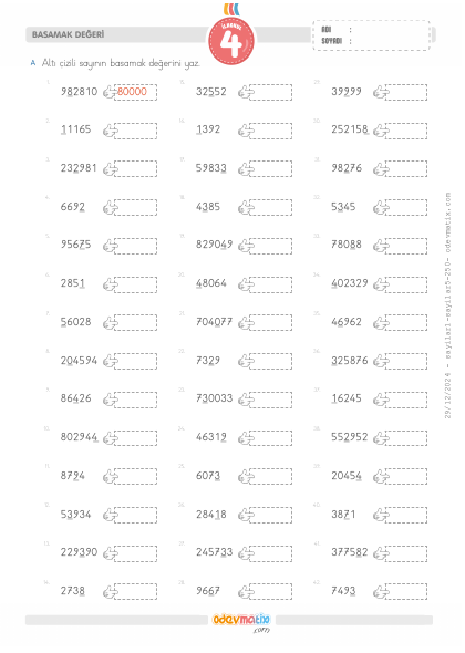 4.S�n�f Basamak De�erini Bulma(1) Etkinli�i