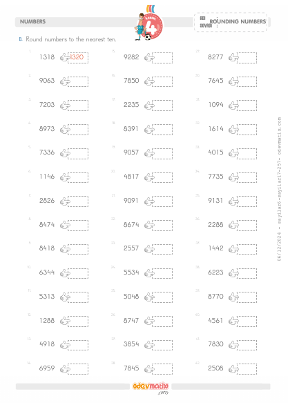 4.S�n�f 4 Basamakl� Say�lar� En Yak�n Onlu�a Yuvarlama(1) Etkinli�i