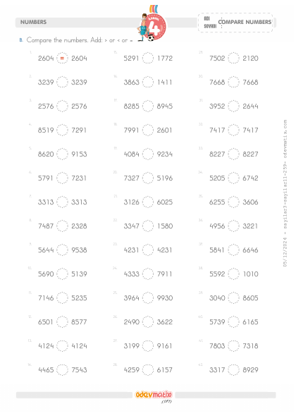 4.S�n�f Kolay 4 Basamakl� Say�lar� Kar��la�t�rma(2) Etkinli�i