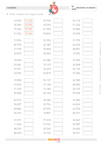 4.S�n�f 5 Basamakl� Say�lar� B�y�kten K����e Kolay S�ralama (2) Etkinli�i