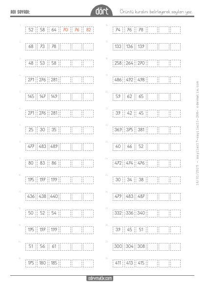 4.S�n�f 2 ve 3 Basamakl� �leri Y�nl� Say� �r�nt�leri(2) Etkinli�i