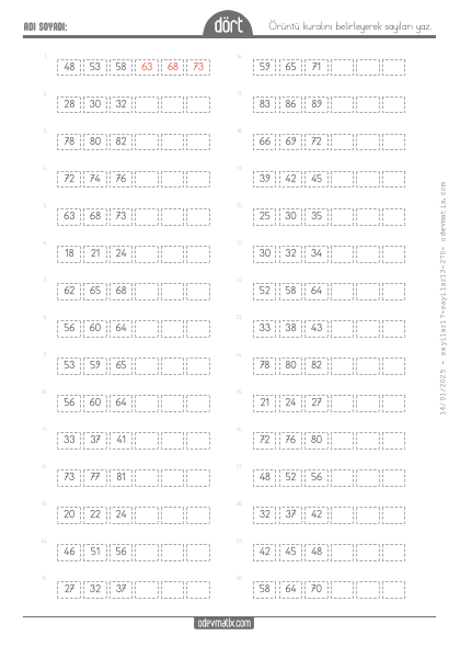 4.S�n�f 2 Basamakl� �leri Y�nl� Say� �r�nt�leri(4) Etkinli�i