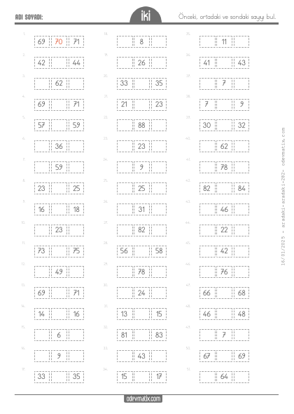 2.S�n�f �nceki, Aradaki ve Sondakini Bulma(2) Etkinli�i