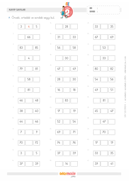 2.S�n�f �nceki, Aradaki ve Sondakini Bulma(3) Etkinli�i