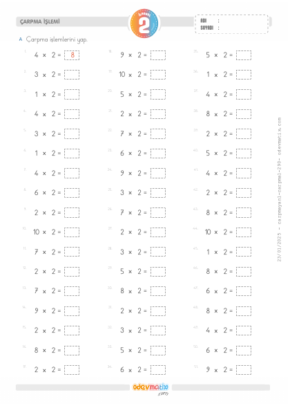 2.S�n�f 2 ile �arpma ��lemi(2) Etkinli�i