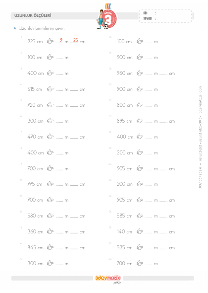 3.S�n�f Santimetre-Metre �evirme(1) Etkinli�i