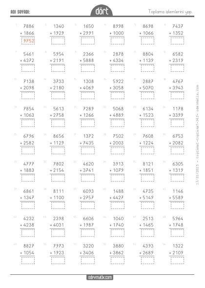 4.S�n�f Toplama ��lemi(4) Etkinli�i