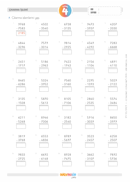 4.S�n�f ��karma ��lemi(1) Etkinli�i