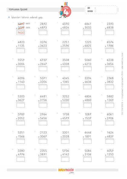 4.S�n�f Toplam� Tahmin Etme(1) Etkinli�i