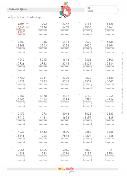 4.S�n�f Toplam� Tahmin Etme(2) Etkinli�i