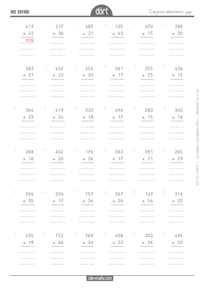 4.S�n�f �arpma ��lemi(2) Etkinli�i