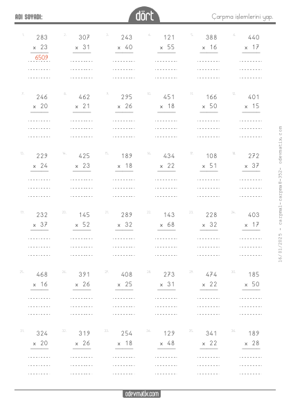4.S�n�f �arpma ��lemi(3) Etkinli�i