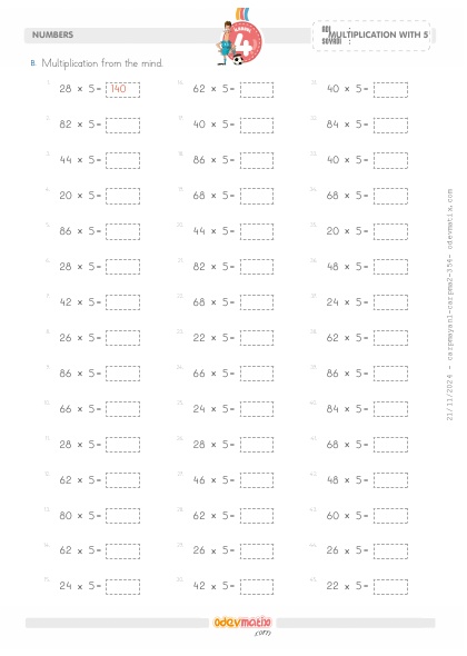 4.S�n�f 5 ile K�sa Yoldan �arpma(5) Etkinli�i