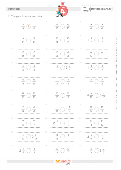 4.S�n�f Kesirlerde Kar��la�t�rma(5) Etkinli�i