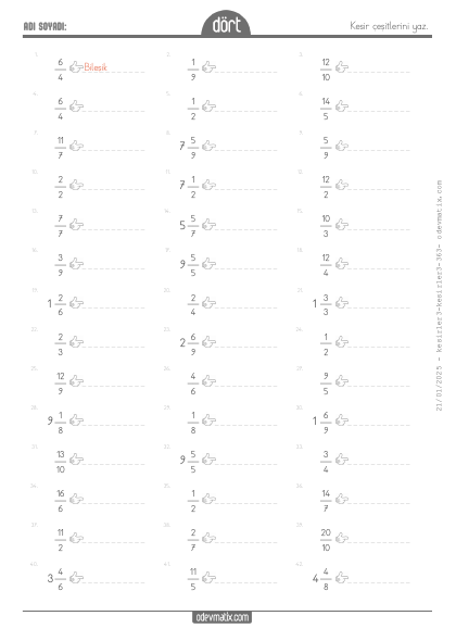 4.S�n�f Kesir �e�itleri(4) Etkinli�i