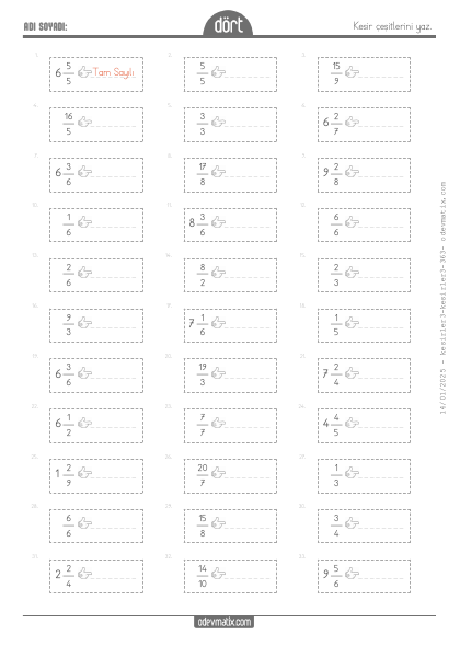 4.S�n�f Kesir �e�itleri(5) Etkinli�i