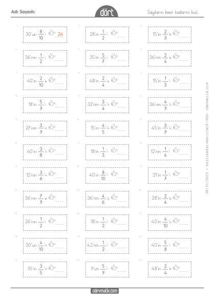 4.S�n�f Kesir Kadar�n� Bulma(2) Etkinli�i