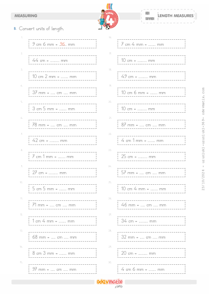 4.S�n�f Uzunluklar� �evirme (mm-cm)(5) Etkinli�i
