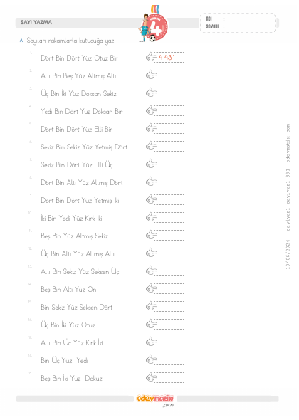 4.S�n�f 4 Basamakl� Say�lar� Yazma(2) Etkinli�i