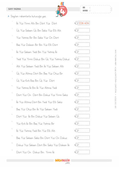 4.S�n�f 6 Basamakl� Say�lar� Yazma(3) Etkinli�i