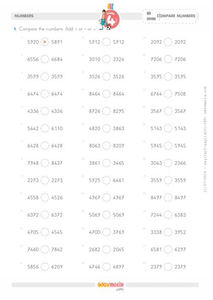 4.S�n�f 4 Basamakl� Say�lar� Kar��la�t�rma(2) Etkinli�i