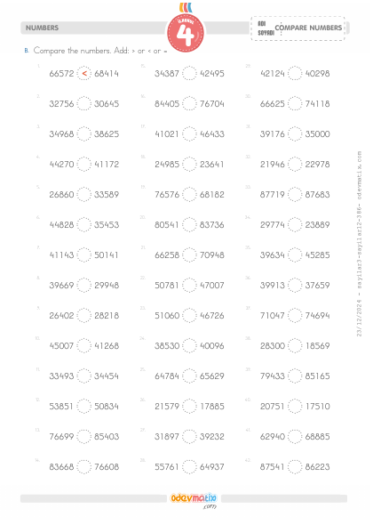 4.S�n�f 5 Basamakl� Say�lar� Kar��la�t�rma(4) Etkinli�i