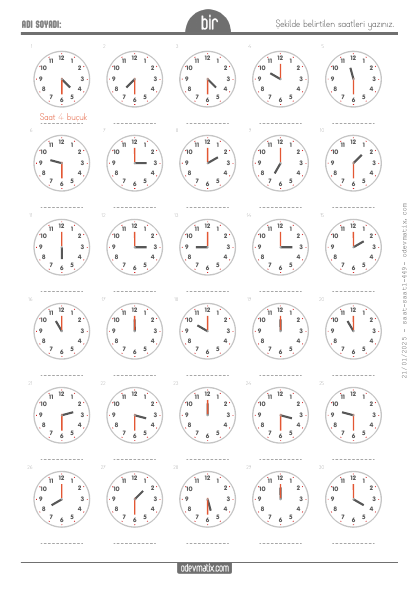 1.S�n�f Saat Okuma(5) Etkinli�i