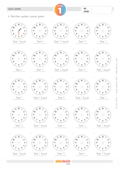 1.S�n�f Saat �izme(1) Etkinli�i
