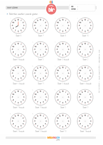 1.S�n�f Saat �izme(2) Etkinli�i