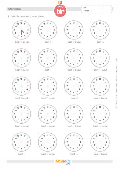 1.S�n�f Saat �izme(4) Etkinli�i
