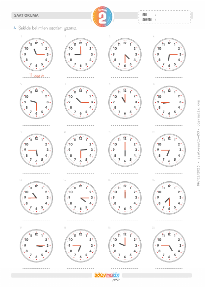2.S�n�f Saat Okuma(1) Etkinli�i