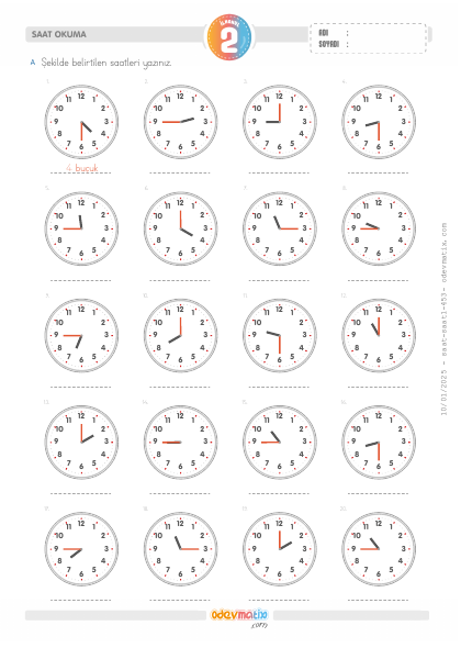 2.S�n�f Saat Okuma(2) Etkinli�i