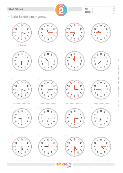 2.S�n�f Saat Okuma(3) Etkinli�i