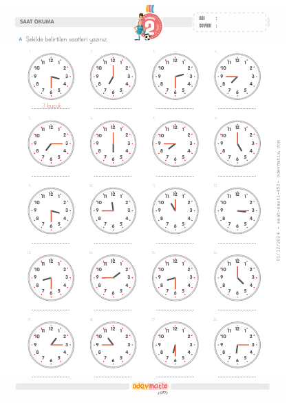 2.S�n�f Saat Okuma(4) Etkinli�i