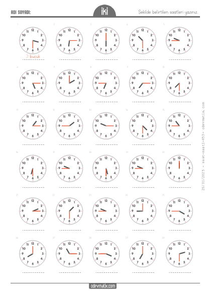 2.S�n�f Saat Okuma(5) Etkinli�i