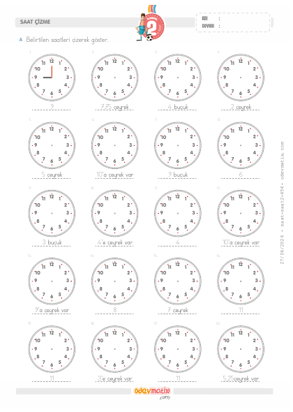 2.S�n�f Saat �izme(1) Etkinli�i