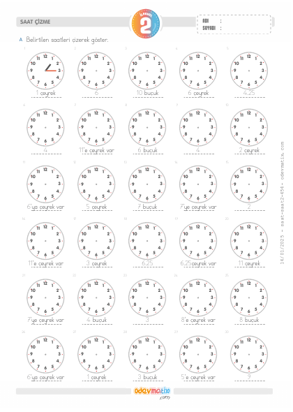 2.S�n�f Saat �izme(2) Etkinli�i