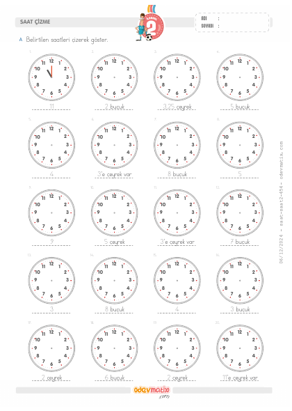 2.S�n�f Saat �izme(3) Etkinli�i