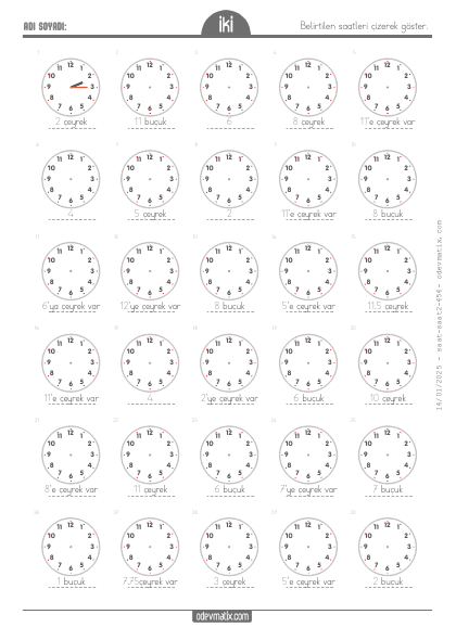 2.S�n�f Saat �izme(5) Etkinli�i