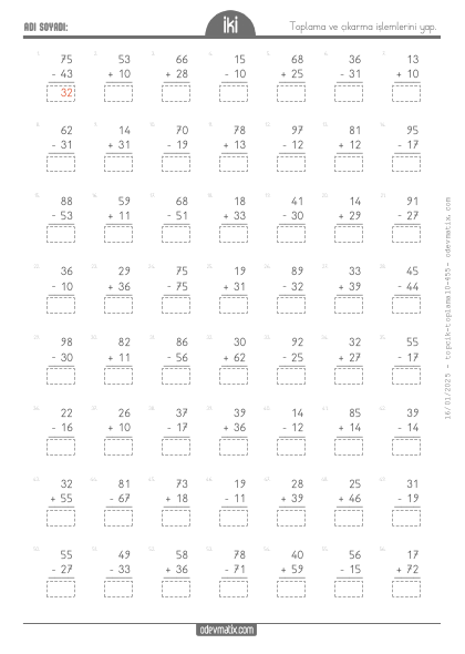 2.S�n�f Kar���k Toplama ve ��karma ��lemi(1) Etkinli�i