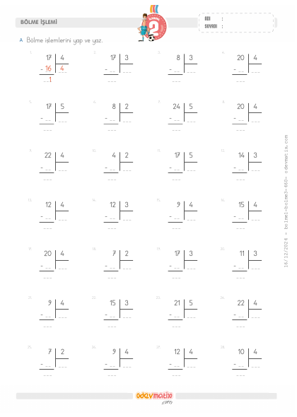 2.S�n�f Kolay B�lme ��lemi(4) Etkinli�i
