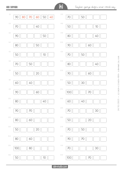 2.S�n�f Onar Geri Ritmik Sayma(3) Etkinli�i