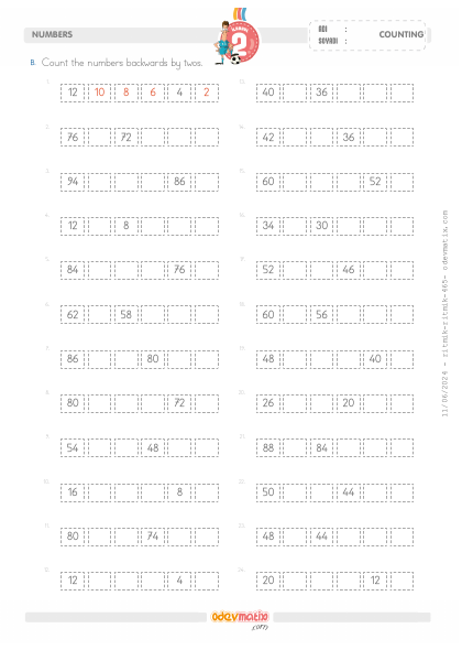 2.S�n�f �ki�er Geri Ritmik Sayma(2) Etkinli�i